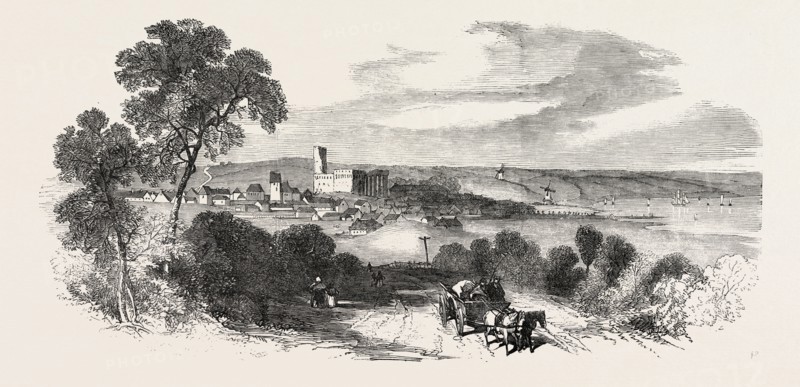 THE NEW ROUTE TO DENMARK: KOLDING, A DANISH SEAPORT, 1851 engraving