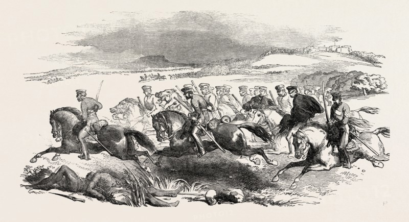 THE KAFFIR WAR: MAJOR-GENERAL SIR HARRY SMITH'S ESCAPE FROM FORT COX, SOUTH AFRICA, 1851 engraving
