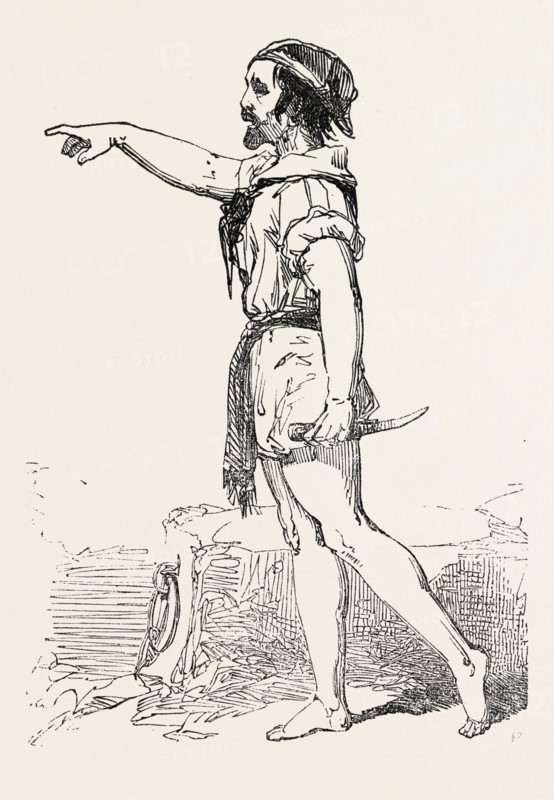MASANIELLO, SIGNOR GAETANO PARDINI, WHO APPEARED IN LA MUTA DI PORTICI, AT HER MAJESTY'S THEATRE, HAYMARKET, LONDON, UK, 1851 engraving