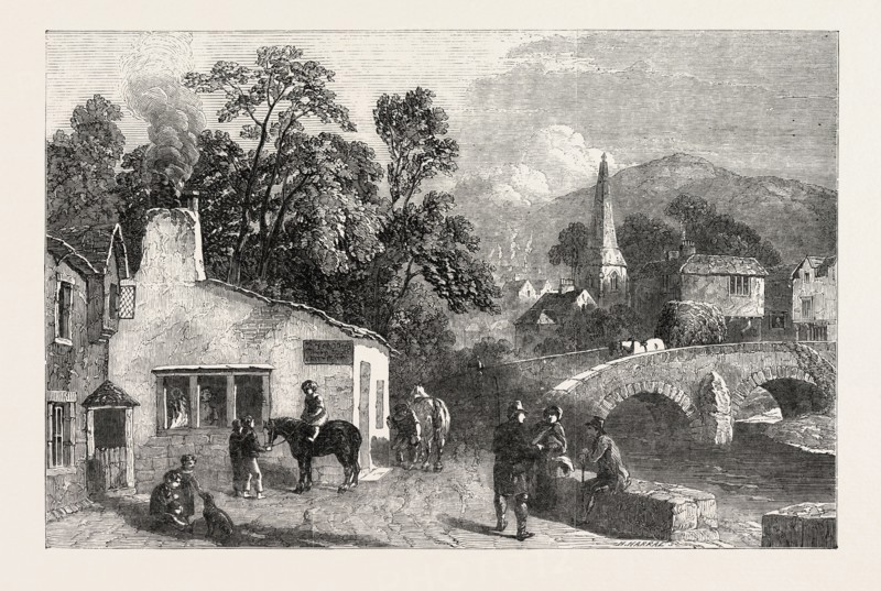 THE VILLAGE SMITHY BY GEORGE DODGSON,1811-1880,  EXHIBITION OF THE SOCIETY OF PAINTERS IN WATER COLOURS, 1851 engraving