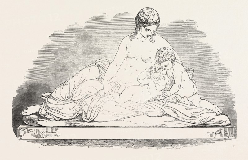 EXHIBITION OF THE ROYAL ACADEMY, THE MOTHER (SCULPTURE), BY J.H. FOLEY, A., 1851 engraving
