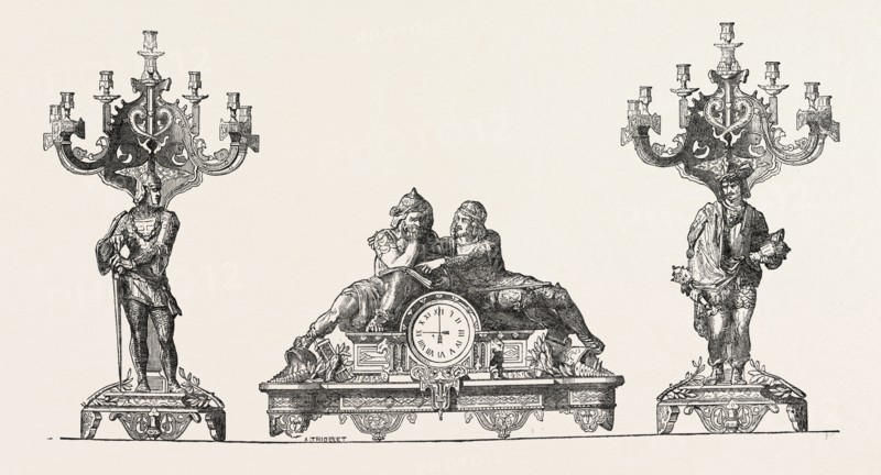 CHIMNEY ORNAMENTS IN BRONZE, BY M.M. LEROLLE FRERES, 1851 engraving