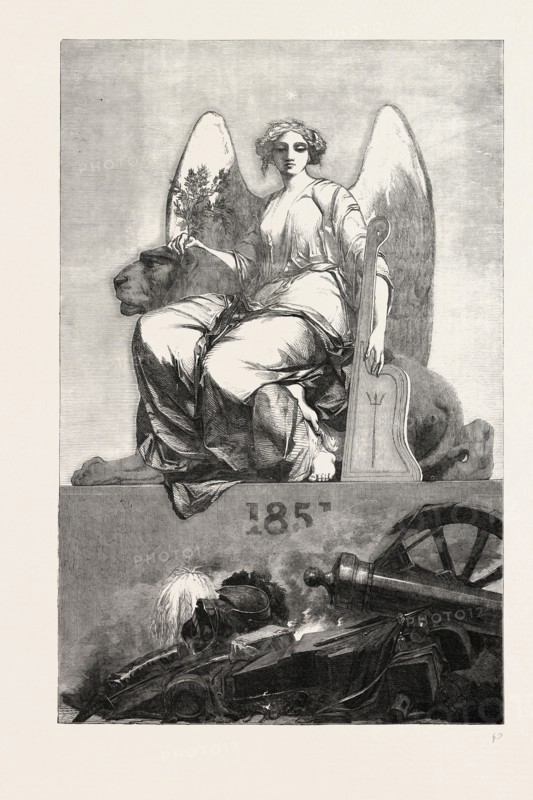 PEACE PAINTED BY ARMITAGE, IN THE FINE ARTS COURT OF THE GREAT EXHIBITION, LONDON, UK, 1851 engraving