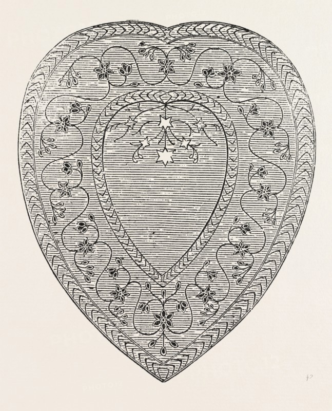HEART-SHAPED DISH OF JASPER, JEWELLED, BY THE EAST INDIA COMPANY, 1851 engraving