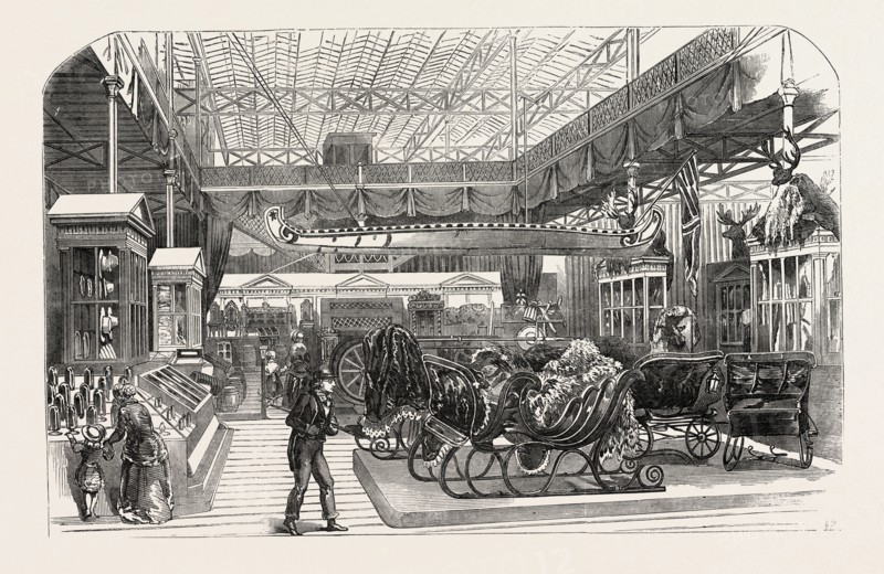 THE CANADIAN COURT, CRYSTAL PALACE, THE GREAT EXHIBITION, HYDE PARK, LONDON, UK, 1851 engraving