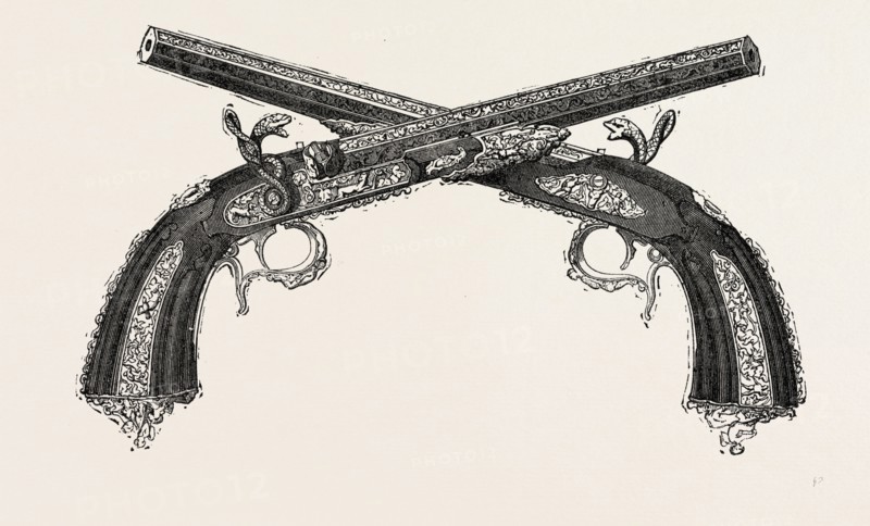 PISTOLETS D'HONNEUR, BY DEVISME, 1851 engraving