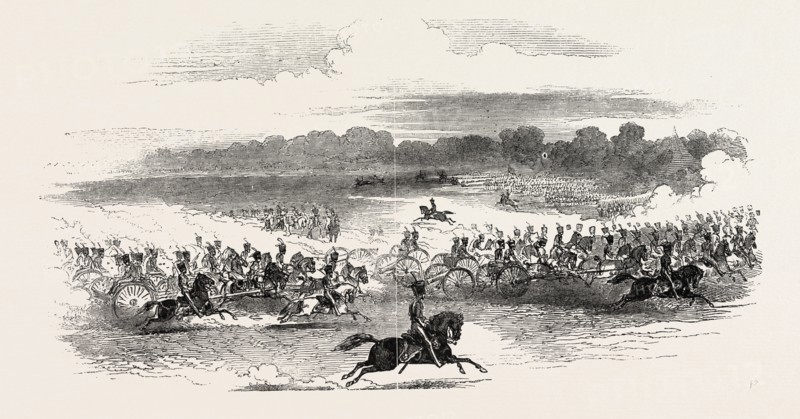 BRITISH ROYAL HORSE ARTILLERY, UK, 1851 engraving