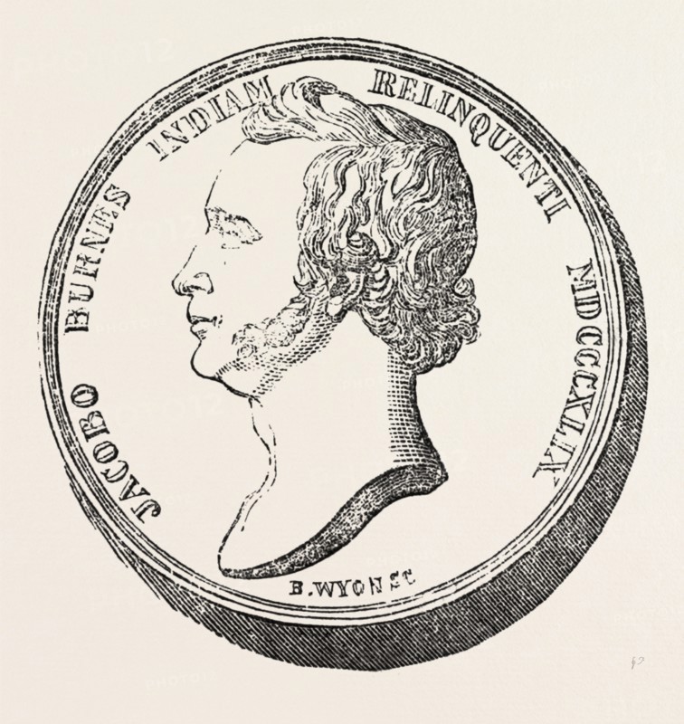 BOMBAY BURNES MEDAL, INDIA, 1851 engraving