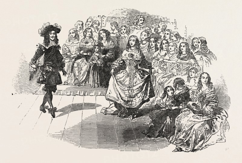 HER MAJESTY'S COSTUME BALL: COSTUME OF THE RESTORATION, FROM A PICTURE BY H. JANSSEN, UK, 1851 engraving