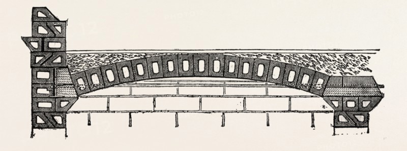 THE GREAT EXHIBITION, LONDON, UK: MODEL HOUSES FOR THE WORKING CLASSES: PRINCE ALBERT'S MODEL LODGING HOUSE: SECTION OF HOLLOW BRICKWORK, 1851 engraving