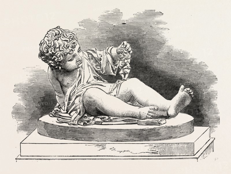 BOY WITH PUNCHINELLO, BY SIMONIS, 1851 engraving