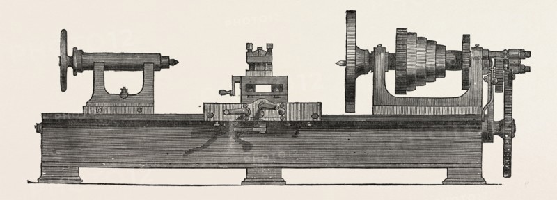 PARR, CURTIS, AND MANDELEY'S LATHE, 1851 engraving
