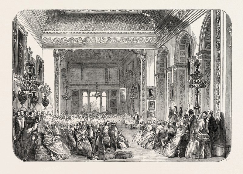 MATINEE MUSICALE AT STAFFORD HOUSE, LANCASTER HOUSE, LONDON, UK, 1851 engraving