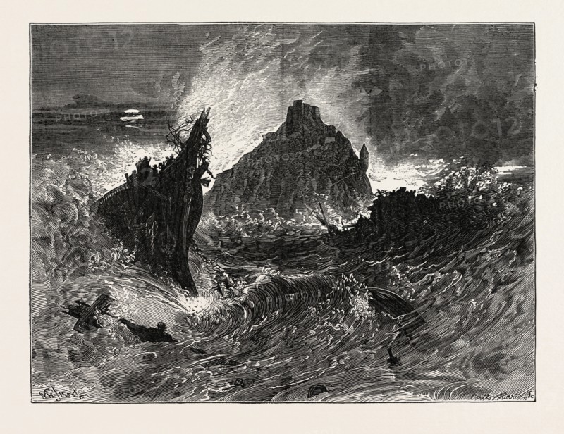 NORTH ROCK, BERMUDA, 1873 engraving