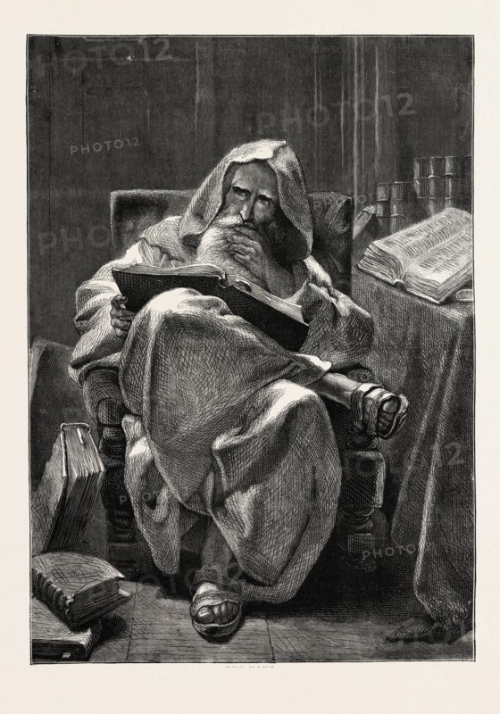 THE MONK, FROM THE PICTURE BY CARL HAAG, 1873 engraving
