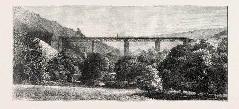 THE NEW DEVON AND SOMERSET RAILWAY: TONE VALLEY VIADUCT, UK, 1873 engraving