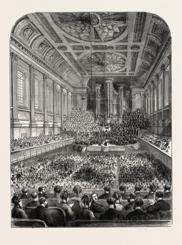 THE BIRMINGHAM MUSICAL FESTIVAL: INTERIOR OF THE TOWN HALL, UK, 1873 engraving