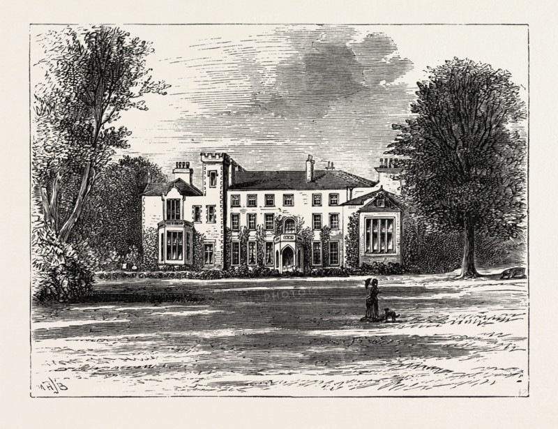 INAUGURATION OF THE HOLYHEAD BREAKWATER AND HARBOUR OF REFUGE BY H.R.H. THE PRINCE OF WALES: PENRHOS, GARDEN FRONT, WALES, UK, 1873 engraving