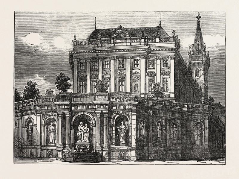 FOUNTAIN OF THE ARCHDUKE ALBRECHT, VIENNA, AUSTRIA, 1873 engraving