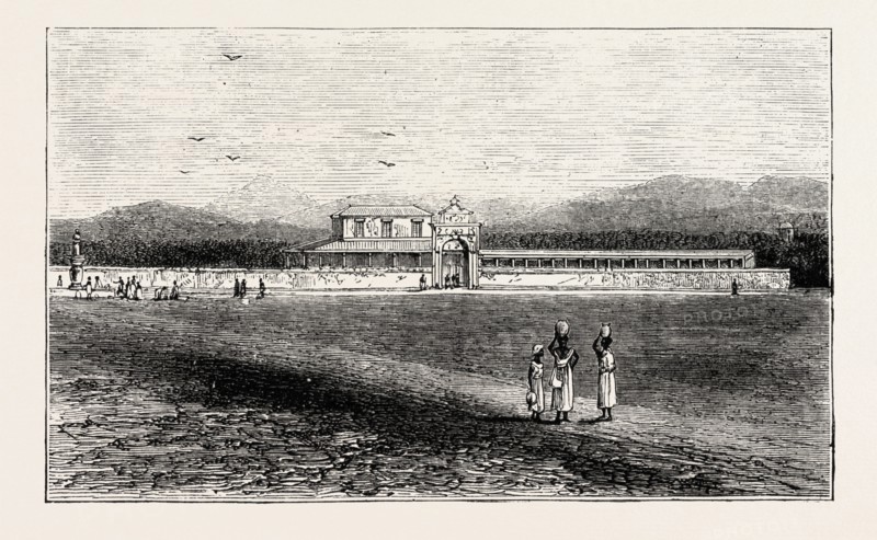 VIEWS IN SANTIAGO DE CUBA: PUBLIC SLAUGHTERING PLACE WHERE THE PRISONERS FROM THE VIRGINIUS WERE SHOT, CUBA, 1873 engraving