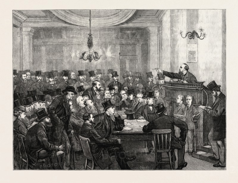 A LIVERPOOL WOOL SALE, UK, 1873 engraving