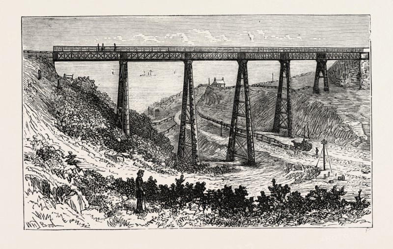 UPGANG VIADUCT, NEAR WHITBY, UK, 1873 engraving