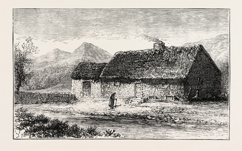 THE ROYAL COTTAGE AT DUNCRAGGAN IN THE HIGHLANDS, UK, 1873 engraving
