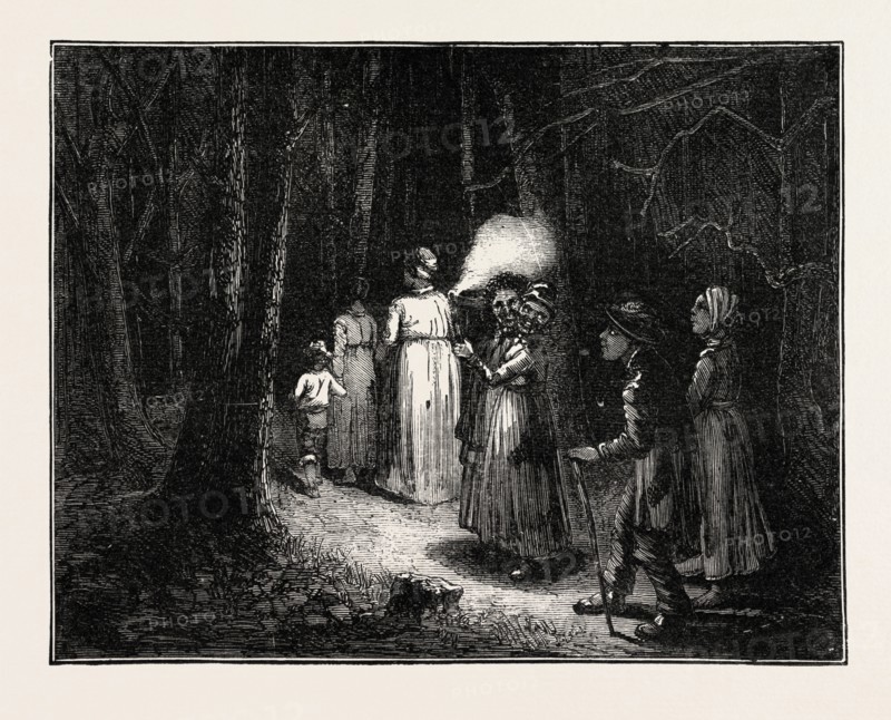 CHARACTER SKETCHES IN NORTH CAROLINA, UNITED STATES OF AMERICA: GOING TO SHOUTING, US, USA, 1873 engraving