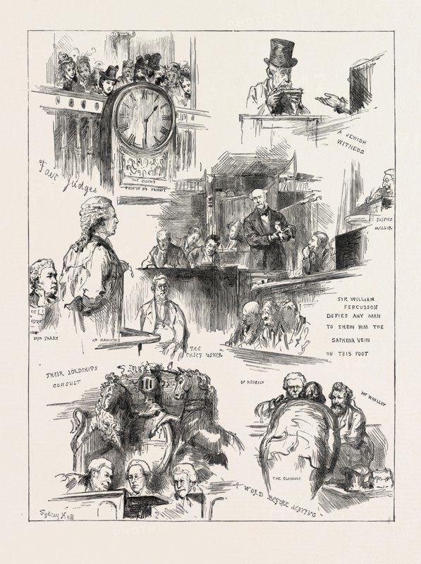 THE TICHBORNE CASE: FURTHER SKETCHES IN COURT, 1873 engraving