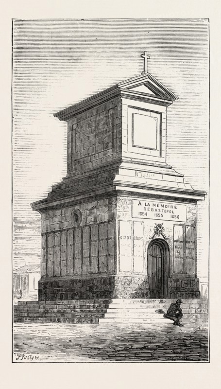 THE DUKE OF EDINBURGH'S VISIT TO THE CRIMEA: THE FRENCH MAUSOLEUM, SEBASTOPOL, UKRAINE, 1873 engraving