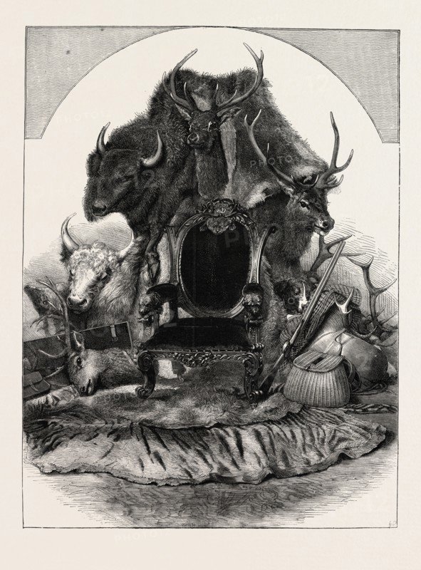 TROPHY IN MEMORY OF SIR EDWIN LANDSEER, 1802-1873, PAINTER, 1873 engraving