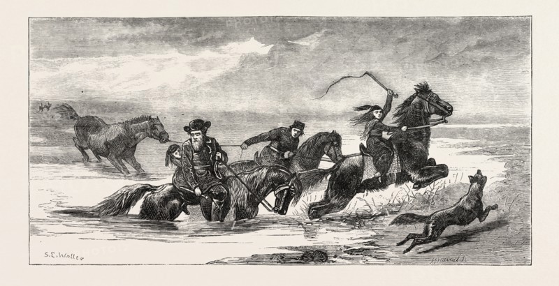 AN ICELANDIC WEDDING: GOING TO MEET THE BRIDE, ICELAND, 1873 engraving