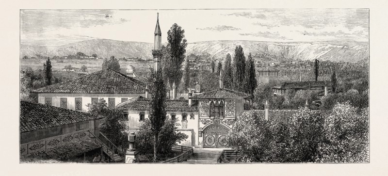 THE DUKE OF EDINBURGH IN THE CRIMEA: OLD PALACE OF THE KHAN OF CRIMEAN TARTARY, BAKTCHISERAI, UKRAINE, 1873 engraving