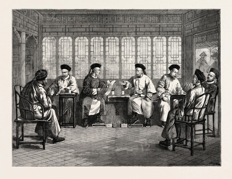 LIFE IN CHINA, XVI. THE FOREIGN OFFICE, PEKING (BEIJING): Ex-Regent of China and Chief Minister of the Supreme Council of the Empire, 1873 engraving