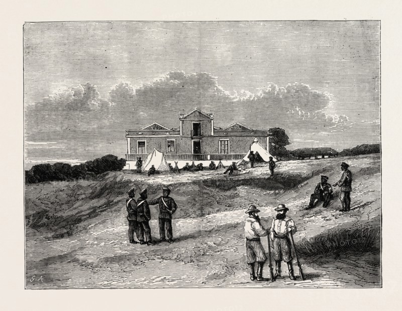THE WEST COAST OF AFRICA: ST. PAUL DE LOANDA, QUARTERS OF THE LIVINGSTONE CONGO EXPEDITION, 1873 engraving