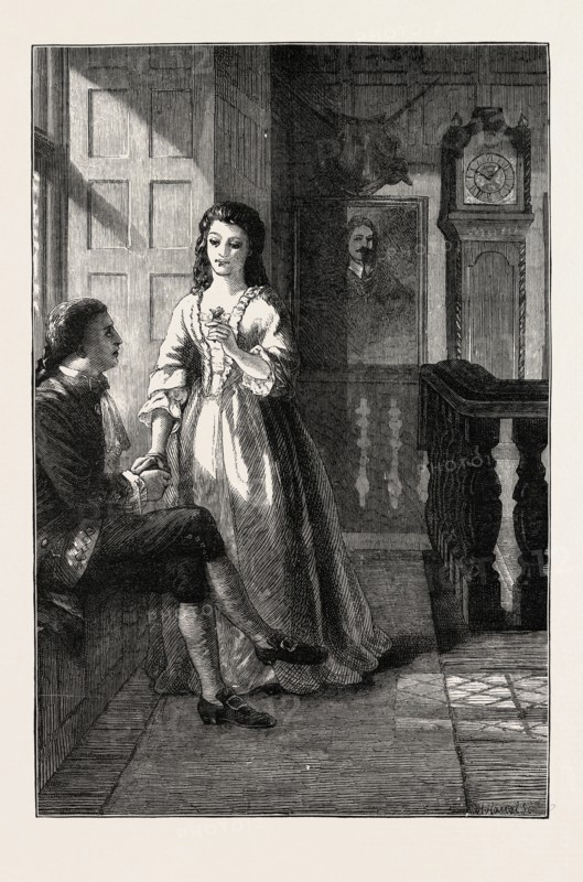 THE OLD CLOCK ON THE STAIRS, BY A. RANKLEY, 1873 engraving