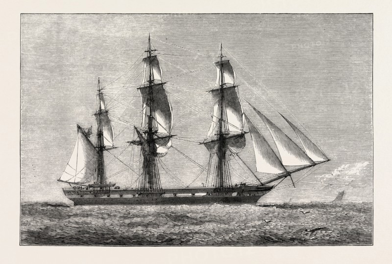 THE SHIP NORTHFILEET, SUNK OFF DUNGENESS, UK, 1873 engraving