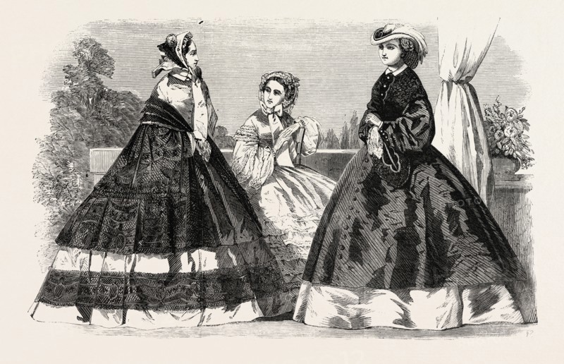 THE PARIS FASHIONS FOR AUGUST, 1860 engraving
