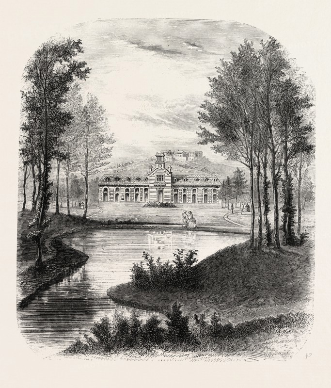 THE NEW GARDEN OF ACCLIMATISATION AT PARIS, FRANCE, 1860 engraving