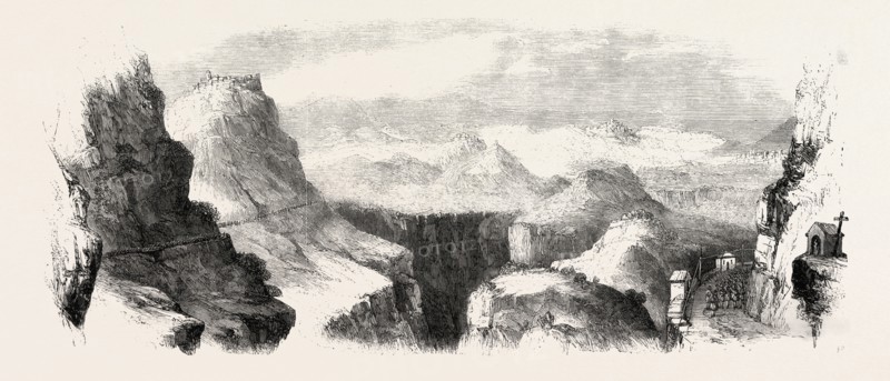 GARIBALDI'S MARCH THROUGH CALABRIA: VIEW FROM MAIDA TOWARD SOVERIA, ITALY, 1860 engraving