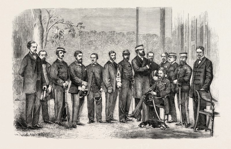 SIR HOPE GRANT AND THE STAFF OF THE BRITISH EXPEDITION IN CHINA, 1860 engraving