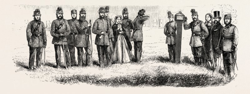 THE ELECTRIC TARGET INVENTED BY LIEUT. CHEVALIER, 1860 engraving