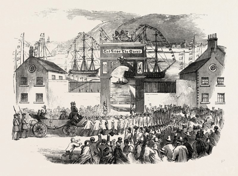 THE EMBARKATION OF THE PRINCE OF WALES AT THE QUEEN'S WHARF, ST. JOHN'S, NEWFOUNDLAND, 1860 engraving