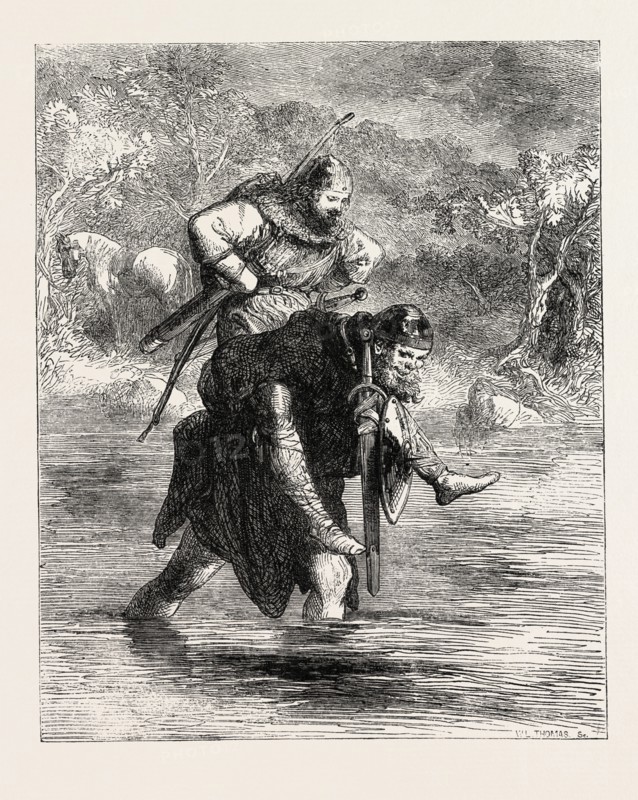 ROBIN HOOD AND THE CURTAL FRIAR, FROM THE BOY'S BOOK OF BALLADS, 1860 engraving