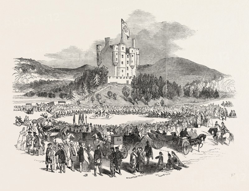 GRAND GATHERING OF THE HIGHLAND CLANS, THE FARQUHARSON CHILDREN DANCING A REEL, SCOTLAND, UK, 1851