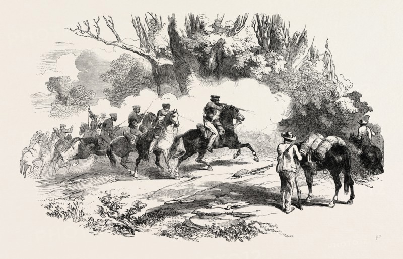 THE KAFFIR WAR: CAPE MOUNTED RIFLES ATTACKING KAFFIRS