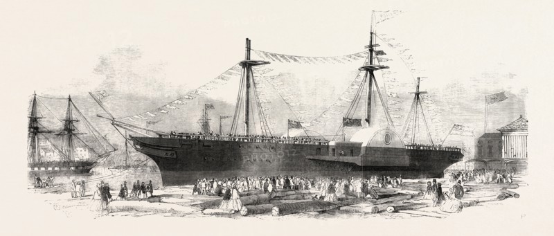 LAUNCH OF THE "DEMERARA" ROYAL MAIL STEAMSHIP, AT BRISTOL, UK