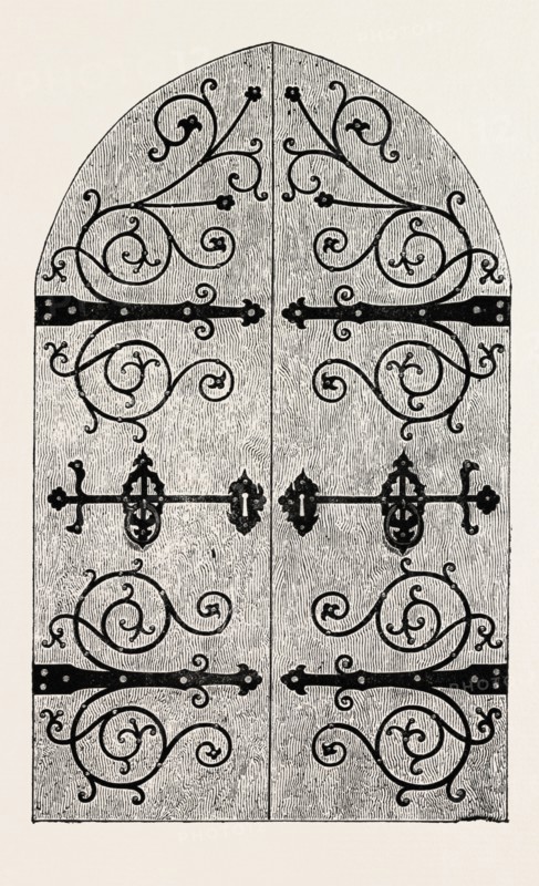 IRON SCROLL-WORK FOR DOOR, BY GIDNEY