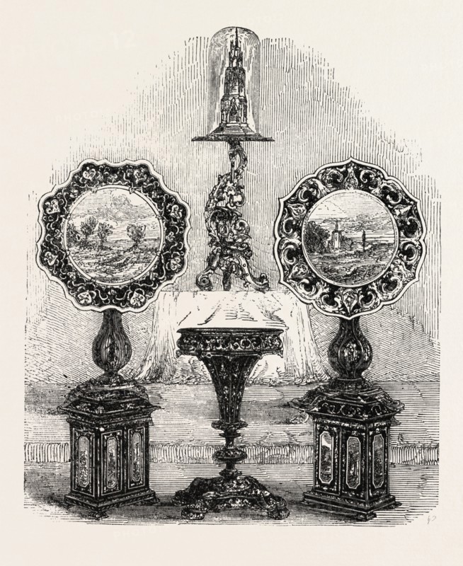 GROUP OF ARTICLES IN PAPIER MACHE, BY SPIERS AND SON, OXFORD