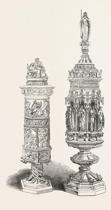 GOBLET, BY CONRAD KNOLL; DRINKING-CUP, BY JOHANN HALBIG, OF BAVARIA
